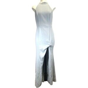 chinese dress ladies Alesso Powder Blue Satin Cowl-Neck Slip-Maxi Dress – Club L London main image 1